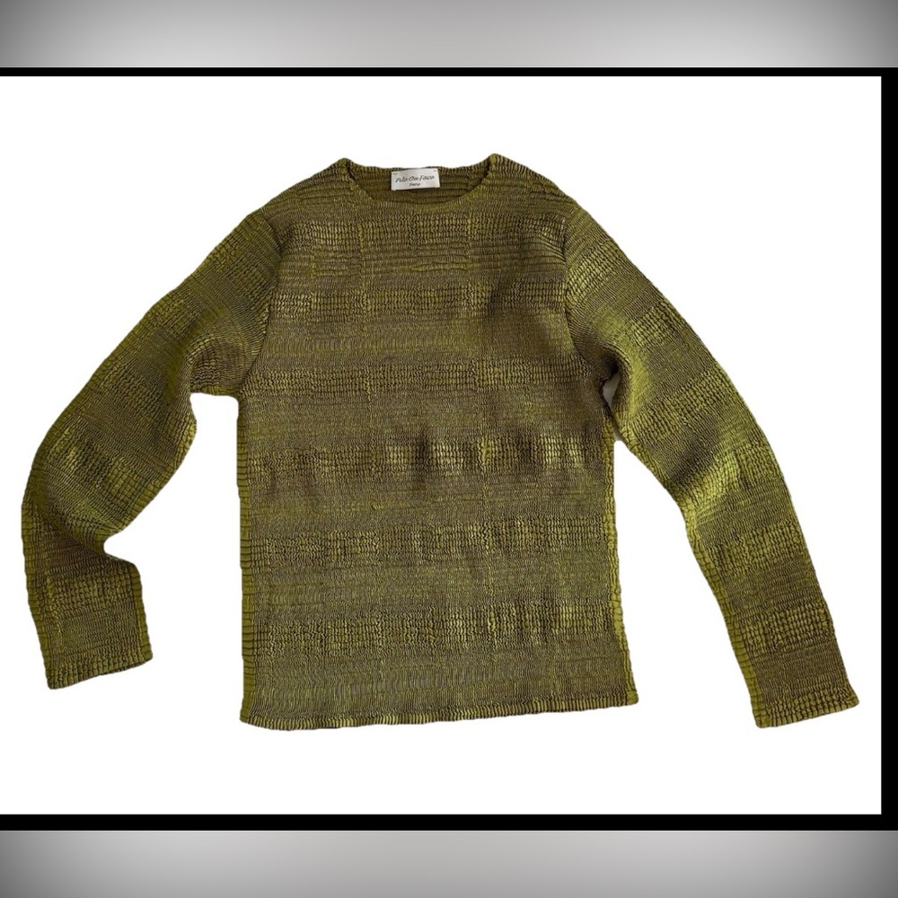 Pile Ou Face Green Chartreuse Crinkle Stretchy Top
